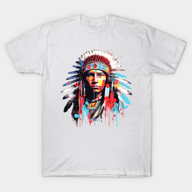 American Native Indian Brave Warrior Inspiration People Abstract T-Shirt by Cubebox